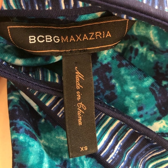 BCBG MAXAZRIA cyan one shoulder maxi dress. Size XS. - Picture 5 of 7